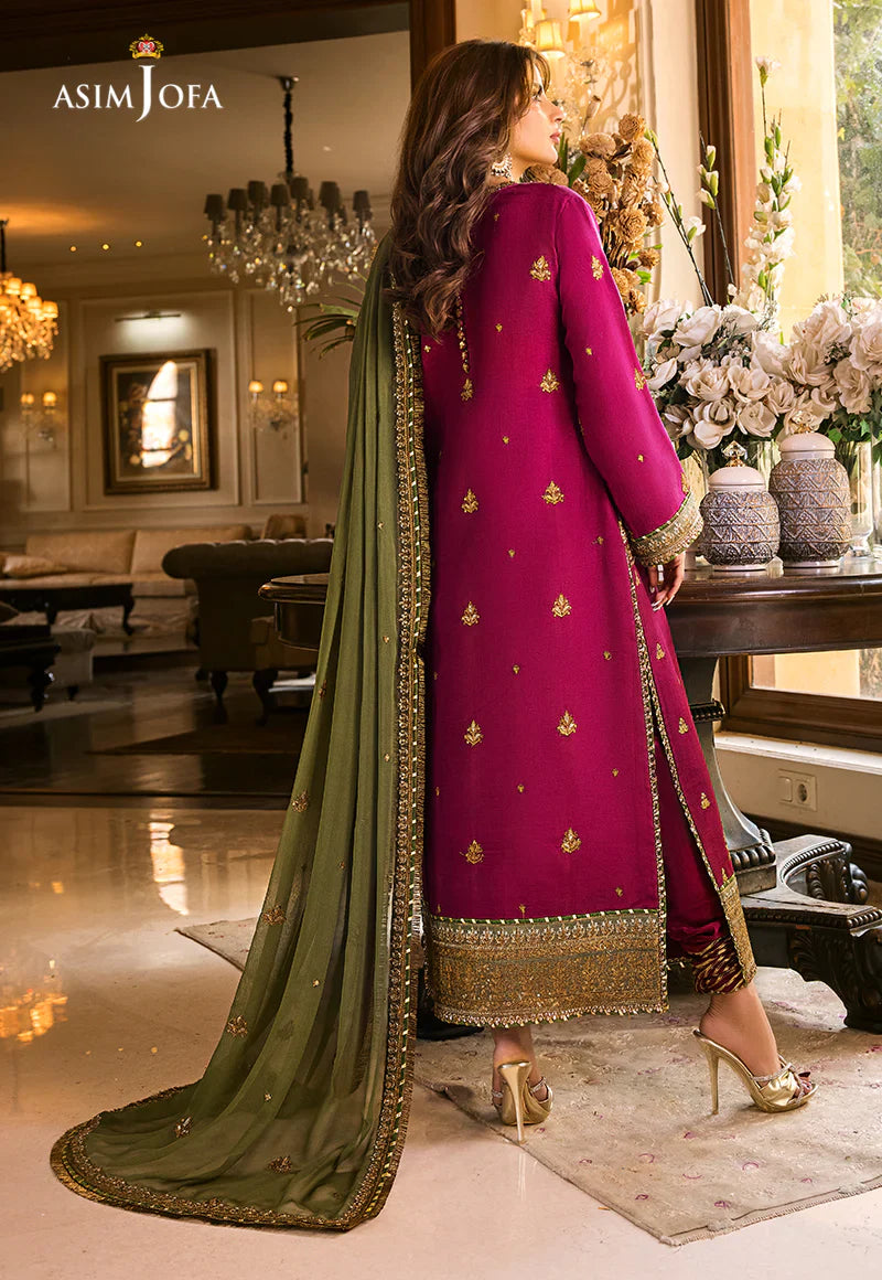 Asim Jofa | Unstitched | Luxury Lawn 3 Piece Embroidered Dress - QHF0025