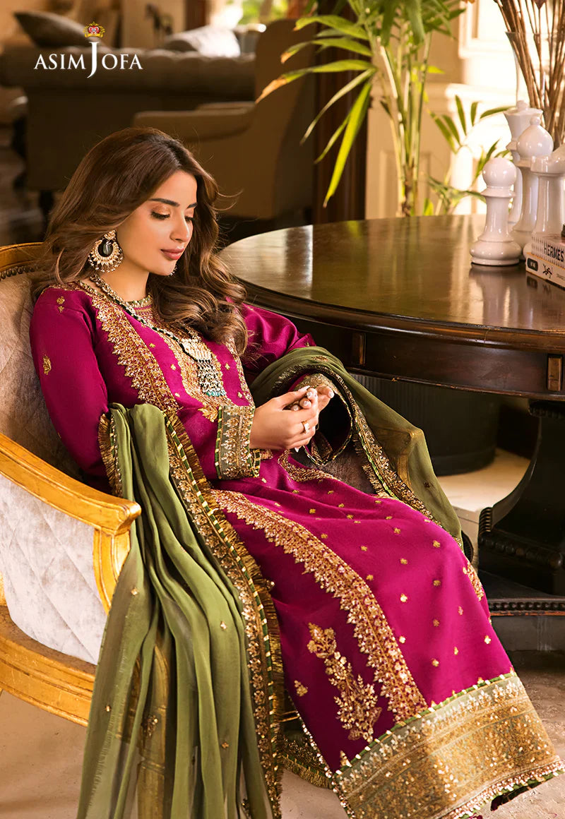 Asim Jofa | Unstitched | Luxury Lawn 3 Piece Embroidered Dress - QHF0025