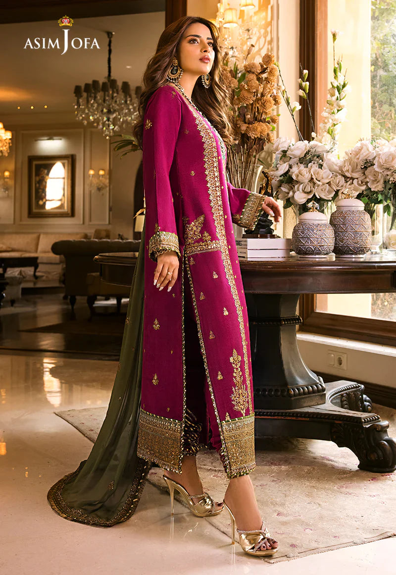 Asim Jofa | Unstitched | Luxury Lawn 3 Piece Embroidered Dress - QHF0025