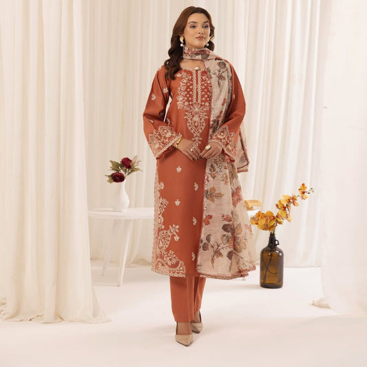 Zara Shahjahan  | Unstitched | Luxury Lawn 3 Piece Embroidered Dress - QHF0032