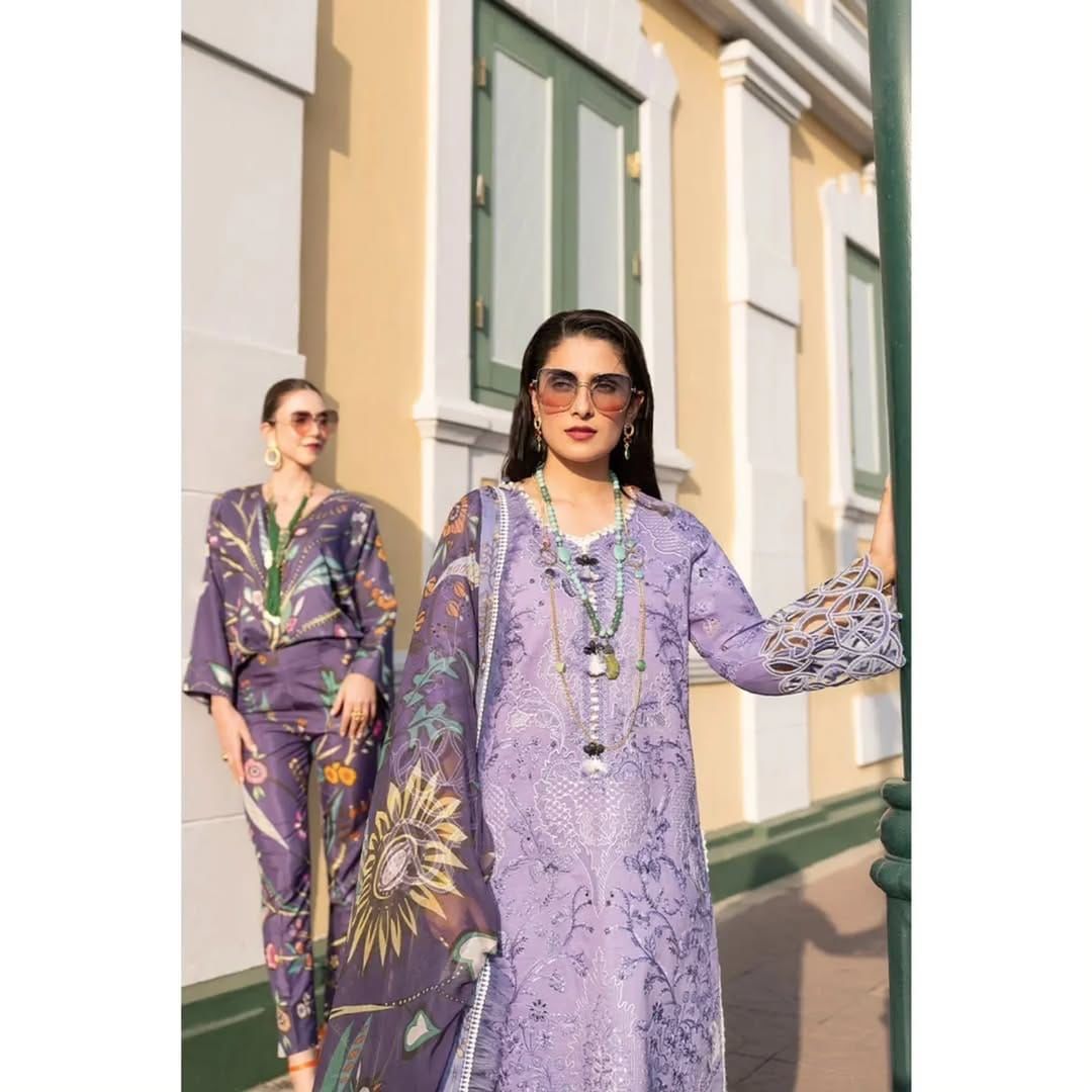 Mushq  | Unstitched | Luxury Lawn 3 Piece Embroidered Dress - QHF0035