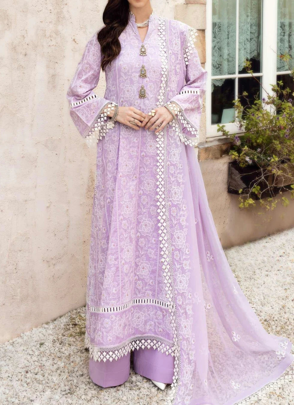 Bareeze | Unstitched | Luxury Lawn 3 Piece Embroidered Dress - QHF0030