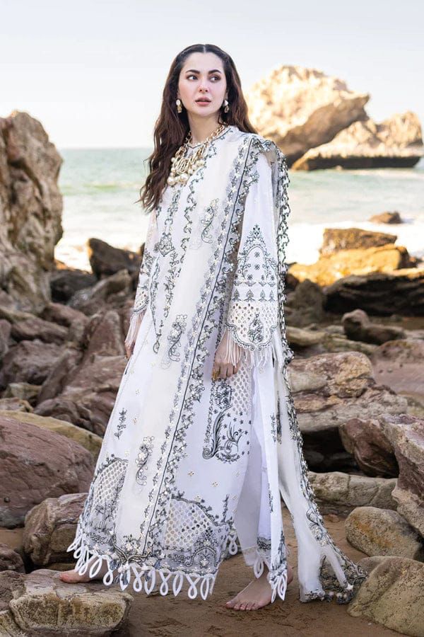 Qalamkar  | Unstitched | Luxury Lawn 3 Piece Embroidered Dress - QHF0037