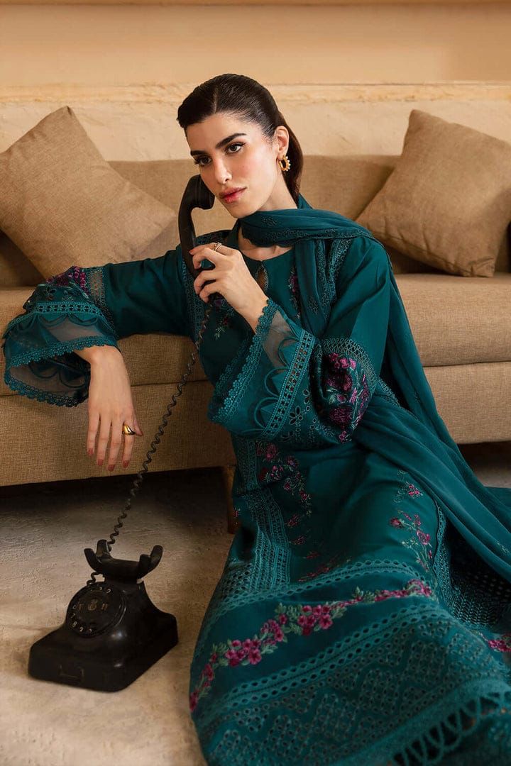 Azure| Unstitched | Luxury Lawn 3 Piece Embroidered Dress - QHF0038