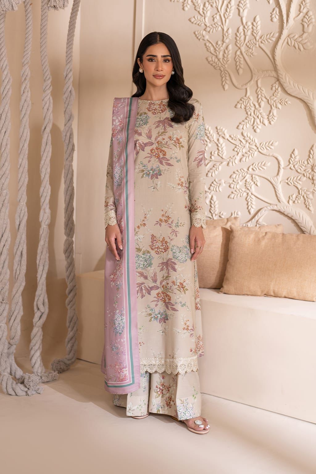 Iznik  | Unstitched | Luxury Lawn 3 Piece Embroidered Dress - QHF0040