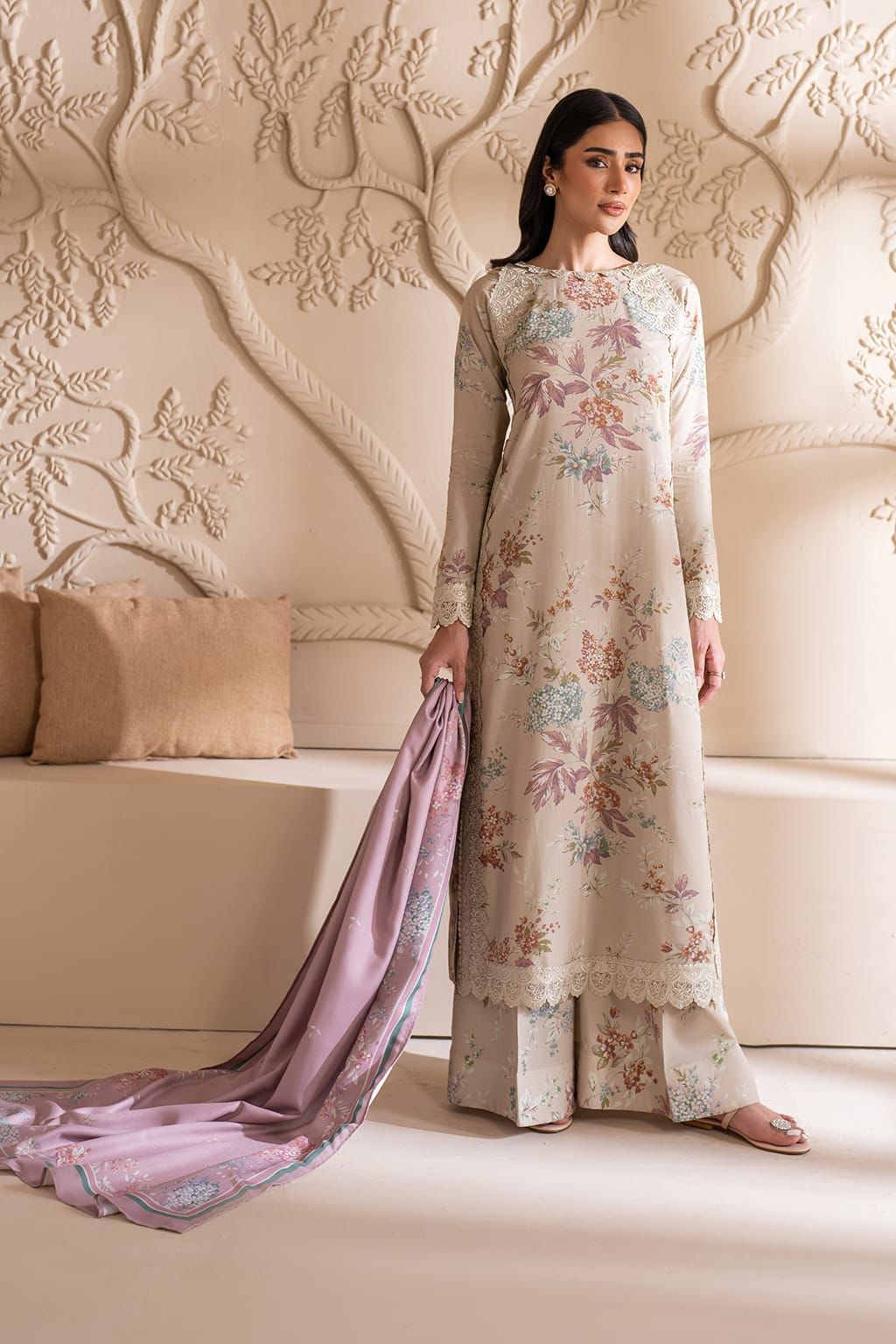 Iznik  | Unstitched | Luxury Lawn 3 Piece Embroidered Dress - QHF0040