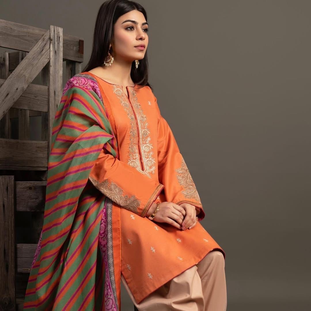 Kokum  | Unstitched | Luxury Lawn 3 Piece Embroidered Dress - QHF0043