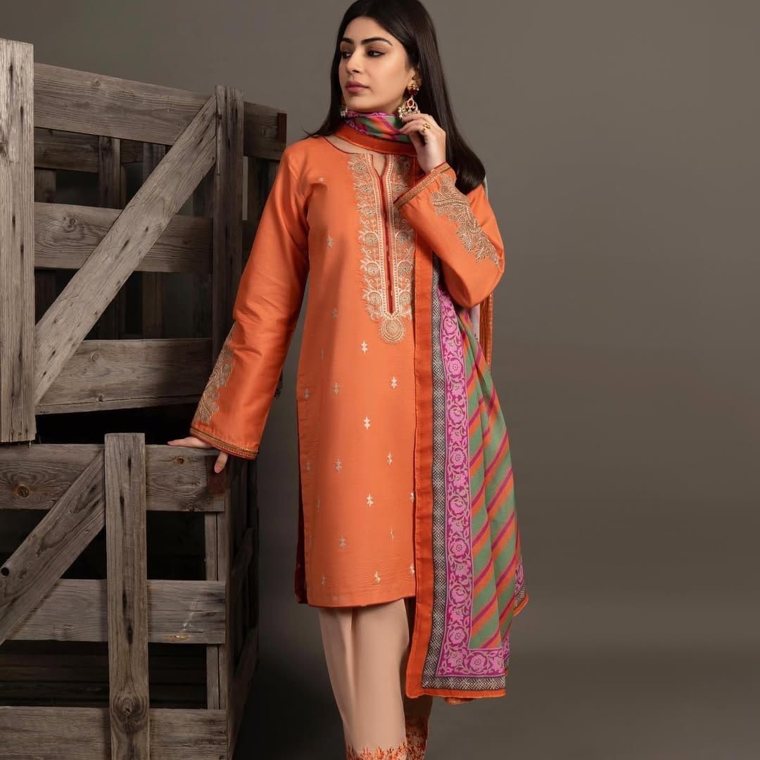 Kokum  | Unstitched | Luxury Lawn 3 Piece Embroidered Dress - QHF0043