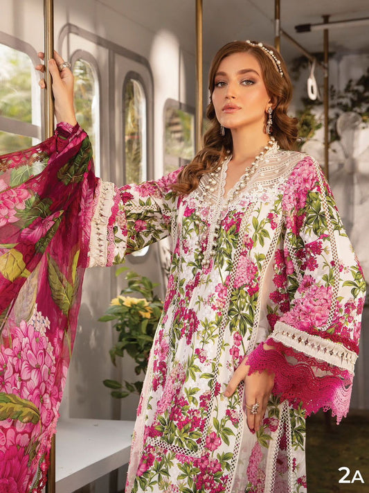 Maria B  | Unstitched | Luxury Lawn 3 Piece Embroidered Dress - QHF0057