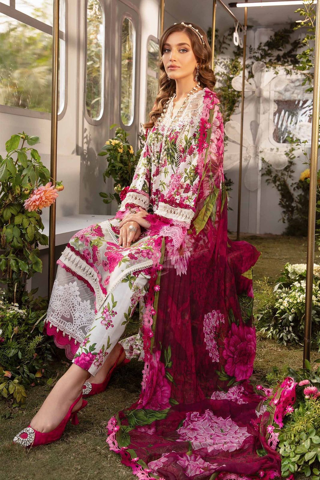 Maria B  | Unstitched | Luxury Lawn 3 Piece Embroidered Dress - QHF0057