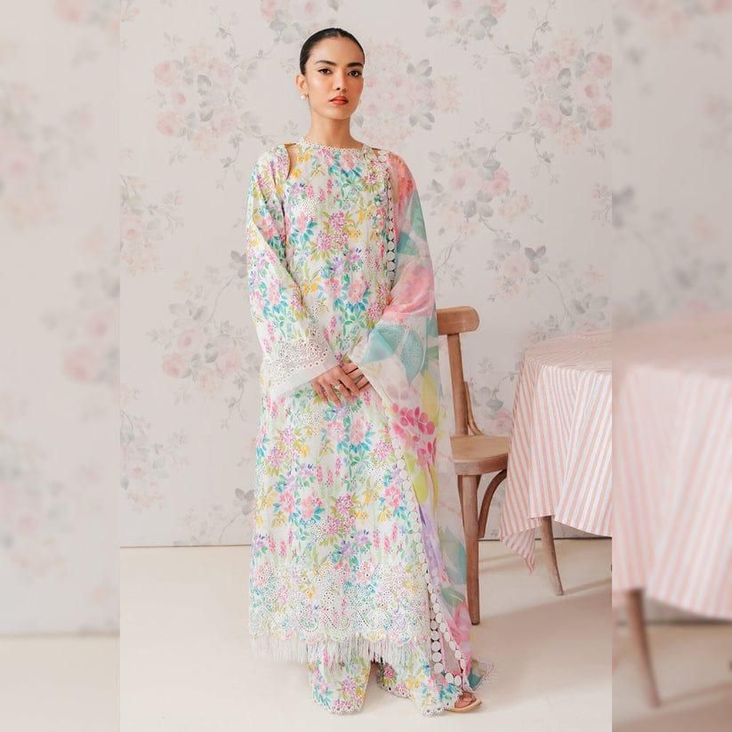 Afrozeh   | Unstitched | Luxury Lawn 3 Piece Embroidered Dress - QHF0056