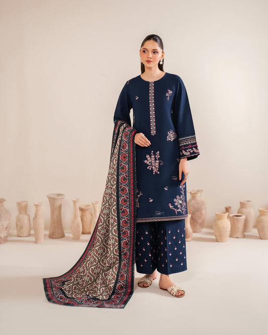 Garnet | Unstitched | Luxury Lawn 3 Piece Embroidered Dress - QHF0052