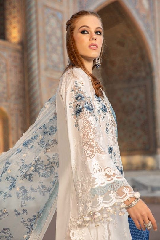 Maria B | Unstitched | Luxury Lawn 3 Piece Embroidered Dress - QHF0060