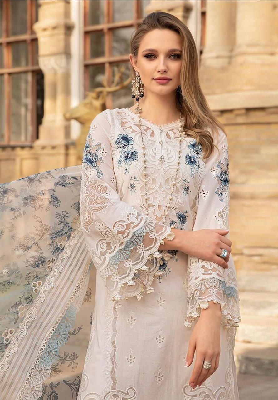 Maria B | Unstitched | Luxury Lawn 3 Piece Embroidered Dress - QHF0060