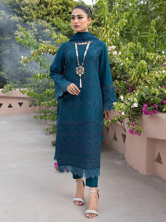 KHAF کھف | Unstitched | Luxury Lawn 3 Piece Embroidered Dress - QHF0065