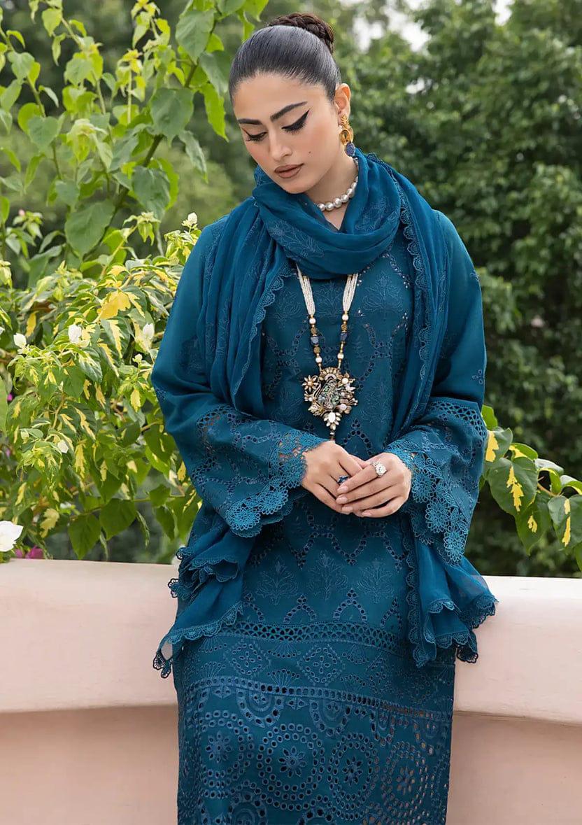 KHAF کھف | Unstitched | Luxury Lawn 3 Piece Embroidered Dress - QHF0065