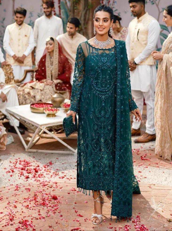 KANWAL MALIK | Unstitched | Luxury Lawn 3 Piece Embroidered Dress - QHF0067