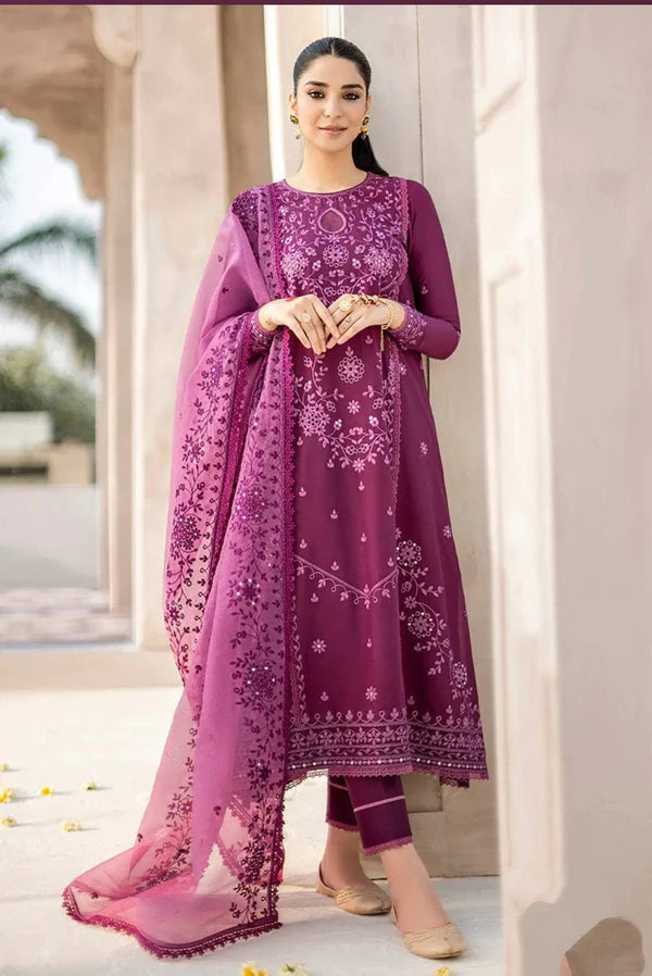 Cross Stitch | Unstitched | Luxury Lawn 3 Piece Embroidered Dress - QHF0017