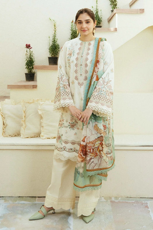 Zara Shahjahan  | Unstitched | Luxury Lawn 3 Piece Embroidered Dress - QHF0019