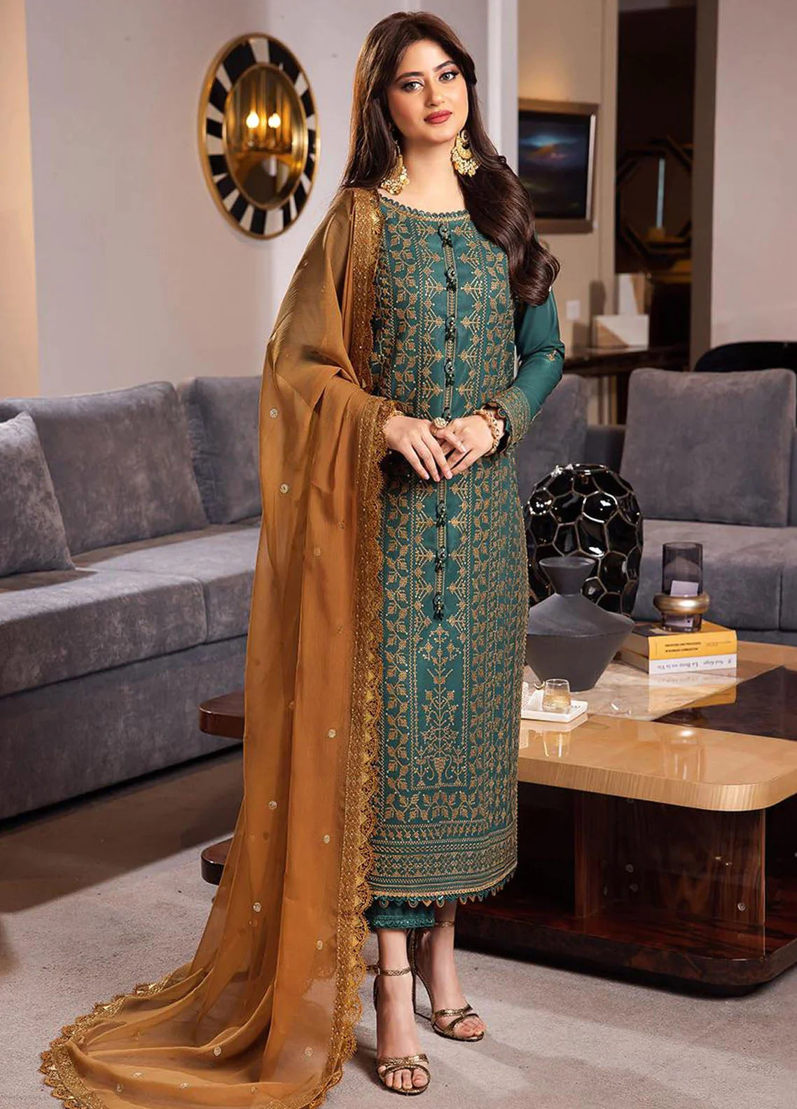 Asim Jofa  | Unstitched | Luxury Lawn 3 Piece Embroidered Dress - QHF0015